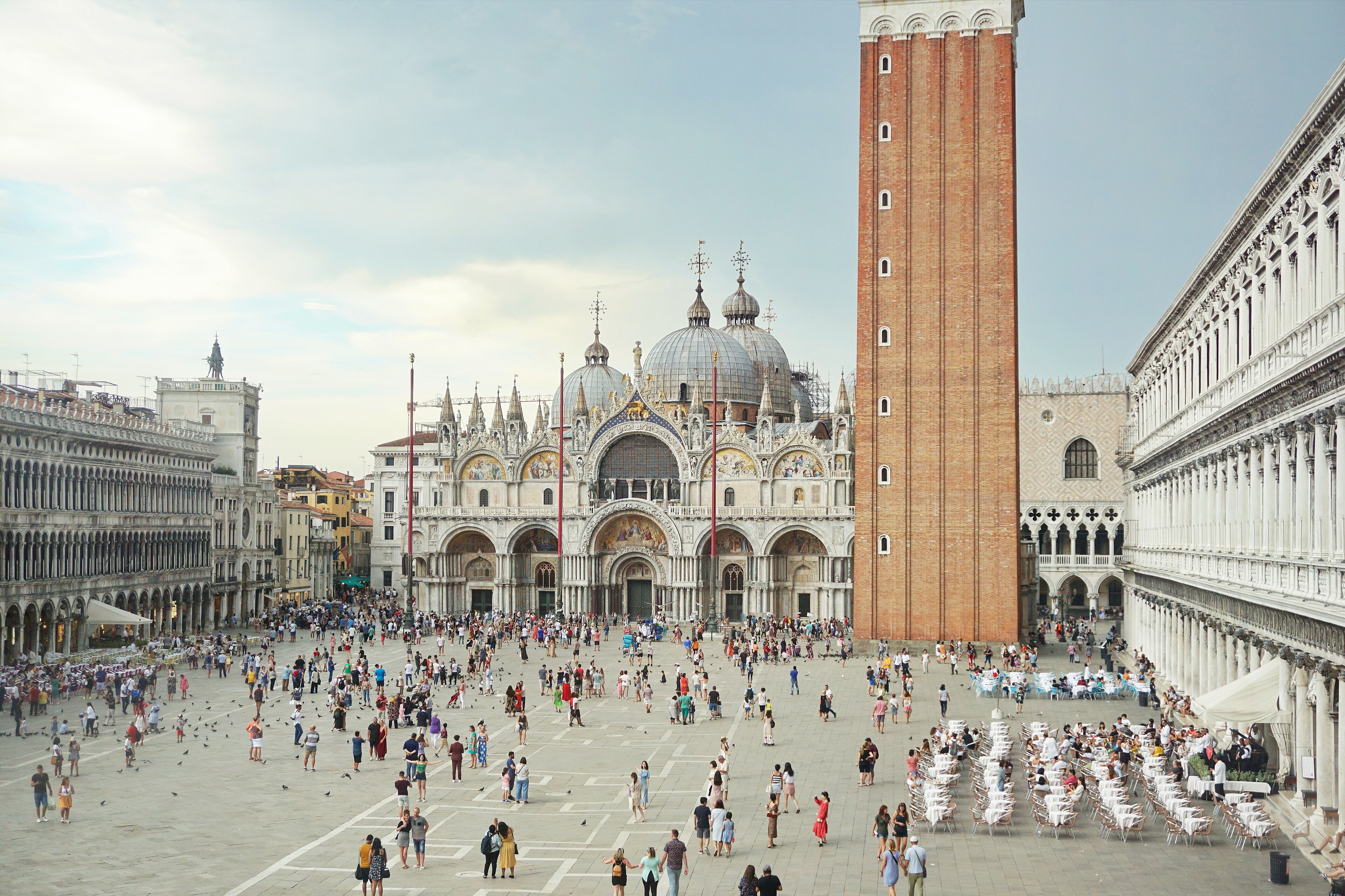 Piazza San Marco seen from the Museo Correr, with the basilica and the campanile at the far end